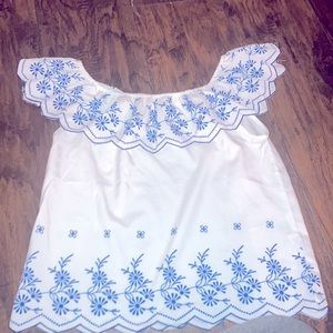 a blue flower shirt